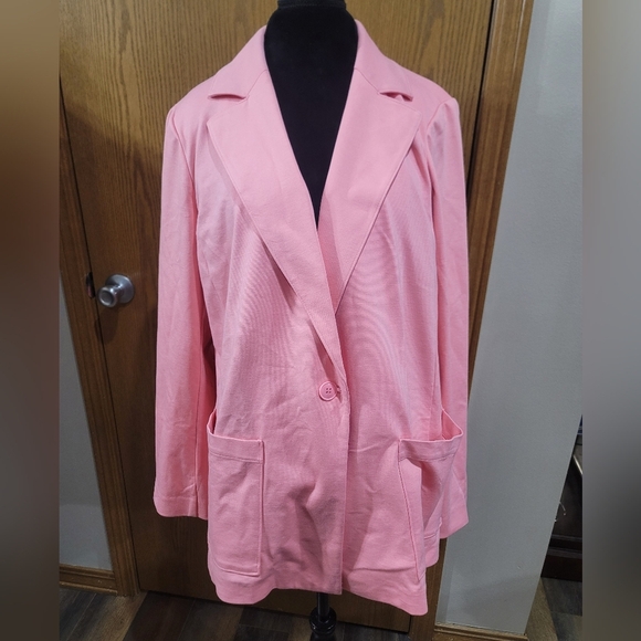 Lane Bryant Pink Blazer Single Button Stretch Fabric - Picture 3 of 7